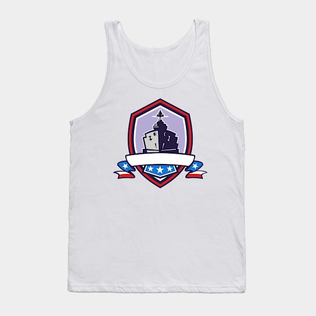 Battleship Stars Stripes Crest Retro Tank Top by patrimonio